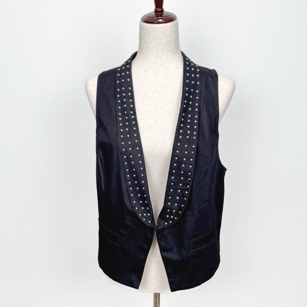 John Paul‎ Richard Vest Womens Large Black Studded Y2K Grunge Retro Rock Punk